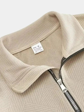 Essential Henley High Collar Quarter Zip Pullover — North Row | Detail View