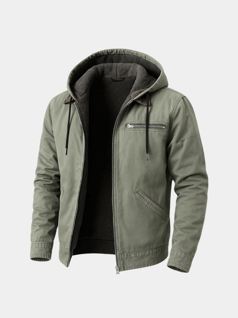 Essential Hooded Work Jacket — North Row | Close-Up