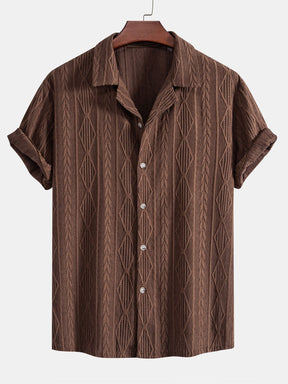 Geometric Jacquard Eyelet Cuban Shirt — North Row | Front View