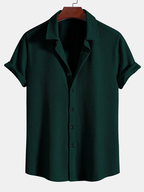 Muscle Fit Ribbed Button Up Shirt — North Row | Front View