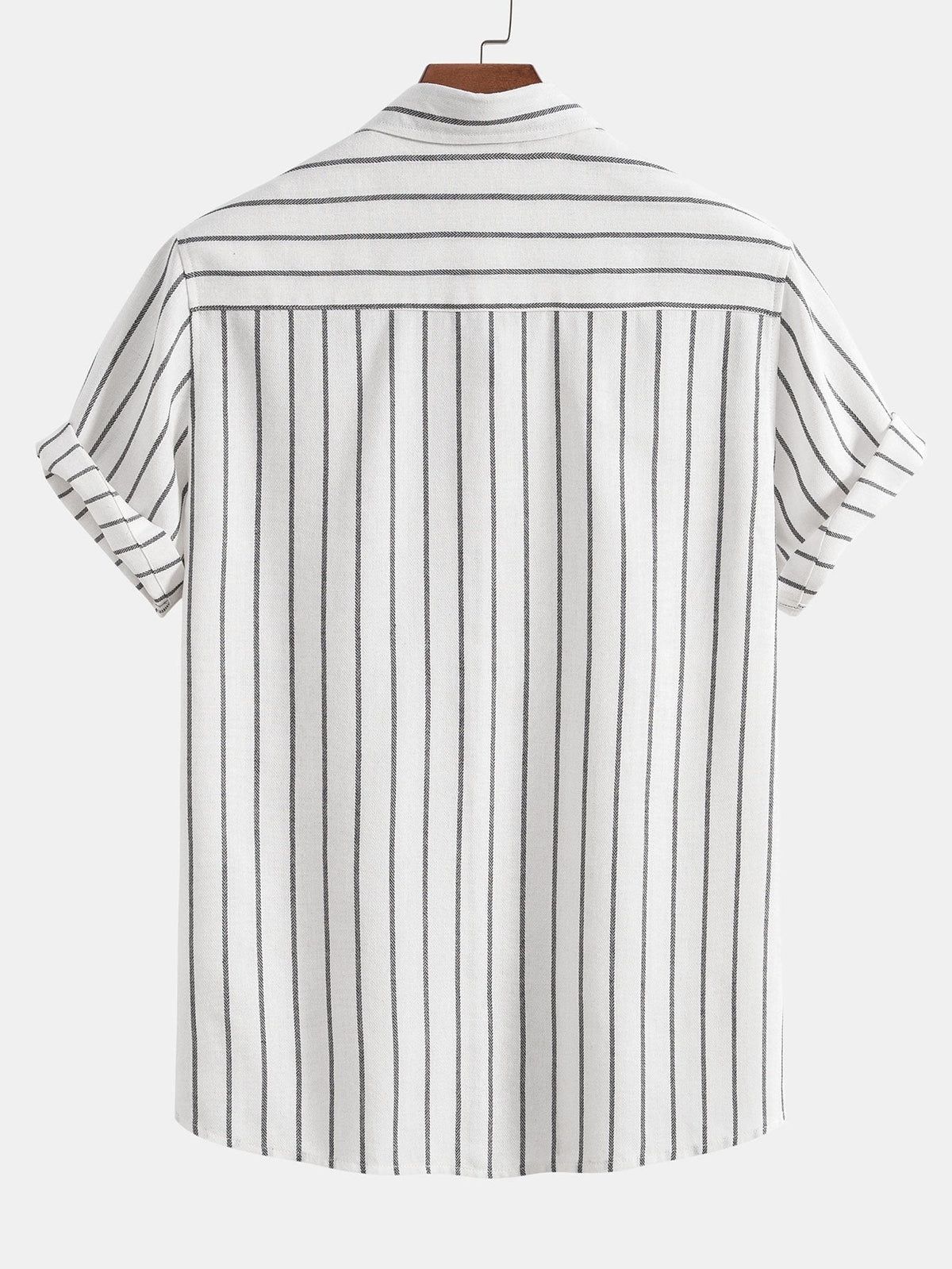 Cotton Blend Striped Button Up Shirt — North Row | Side View