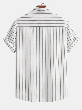 Cotton Blend Striped Button Up Shirt — North Row | Side View