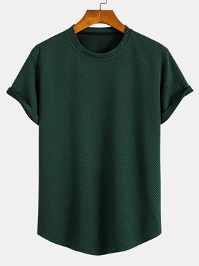 Short Sleeve Stripe Jacquard Arc Hem T-Shirt — North Row | Front View