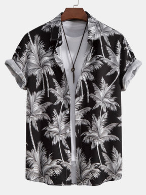 Palm Tree Print Button Up Shirt & Swim Short — North Row | Close-Up