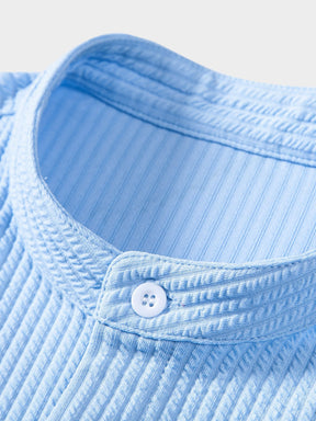 Muscle Fit Ribbed Stand Collar Shirt — North Row | Texture Detail