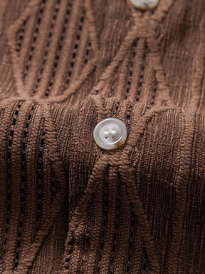 Geometric Jacquard Eyelet Cuban Shirt — North Row | Worn Look