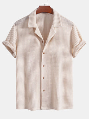 Short Sleeve Knitted Waffle Cuban Shirt & Straight Leg Linen Pants — North Row | Lifestyle