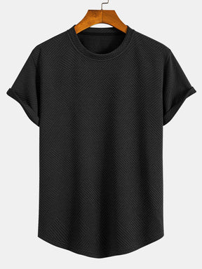 Short Sleeve Stripe Jacquard Arc Hem T-Shirt — North Row | Back View