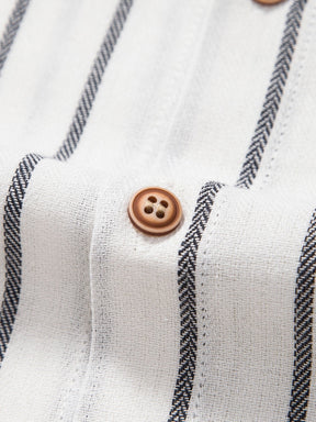 Cotton Blend Striped Button Up Shirt — North Row | Texture Detail