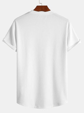 Muscle Fit Ribbed Arc Hem T-Shirt — North Row | Flat Lay