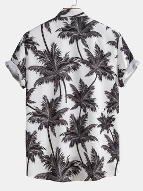 Palm Tree Print Button Up Shirt & Swim Short — North Row | Flat Lay
