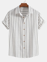 Cotton Blend Striped Button Up Shirt — North Row | Front View