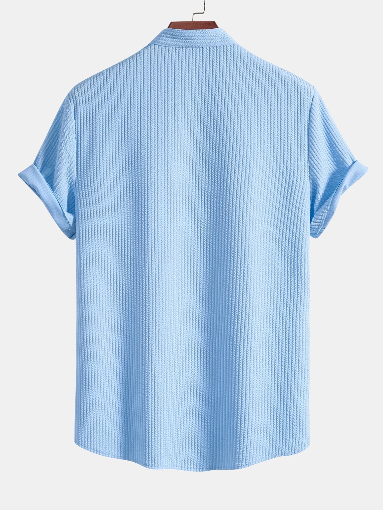 Muscle Fit Ribbed Stand Collar Shirt — North Row | Flat Lay