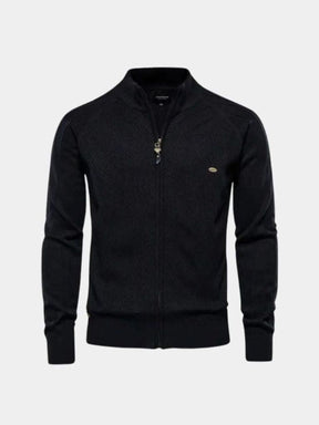 Knit Zipper Jacquard Solid Color Cardigan Sweater — North Row | Worn Look