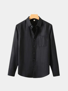 Long Sleeve Essential Linen Shirt — North Row | Texture Detail