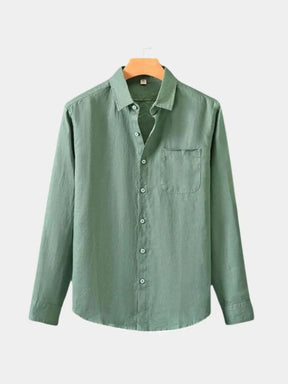 Long Sleeve Essential Linen Shirt — North Row | Side View