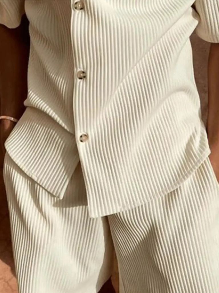 Minimalist Corduroy Set — Men's Matching Shirt & Shorts