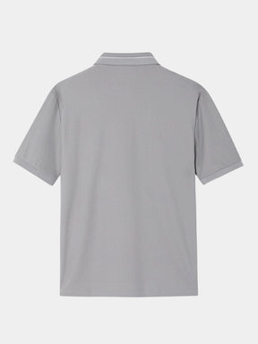 Steel Grey Polo — North Row | Model Wearing