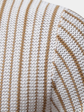 Striped Knit Polo Shirt — North Row | Close-Up