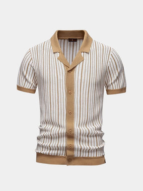 Striped Knit Polo Shirt — North Row | Side View
