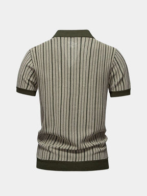 Striped Knit Polo Shirt — North Row | Full Length