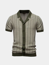 Striped Knit Polo Shirt — North Row | Collar Detail