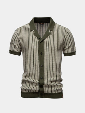 Striped Knit Polo Shirt — North Row | Collar Detail