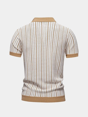 Striped Knit Polo Shirt — North Row | Texture Detail