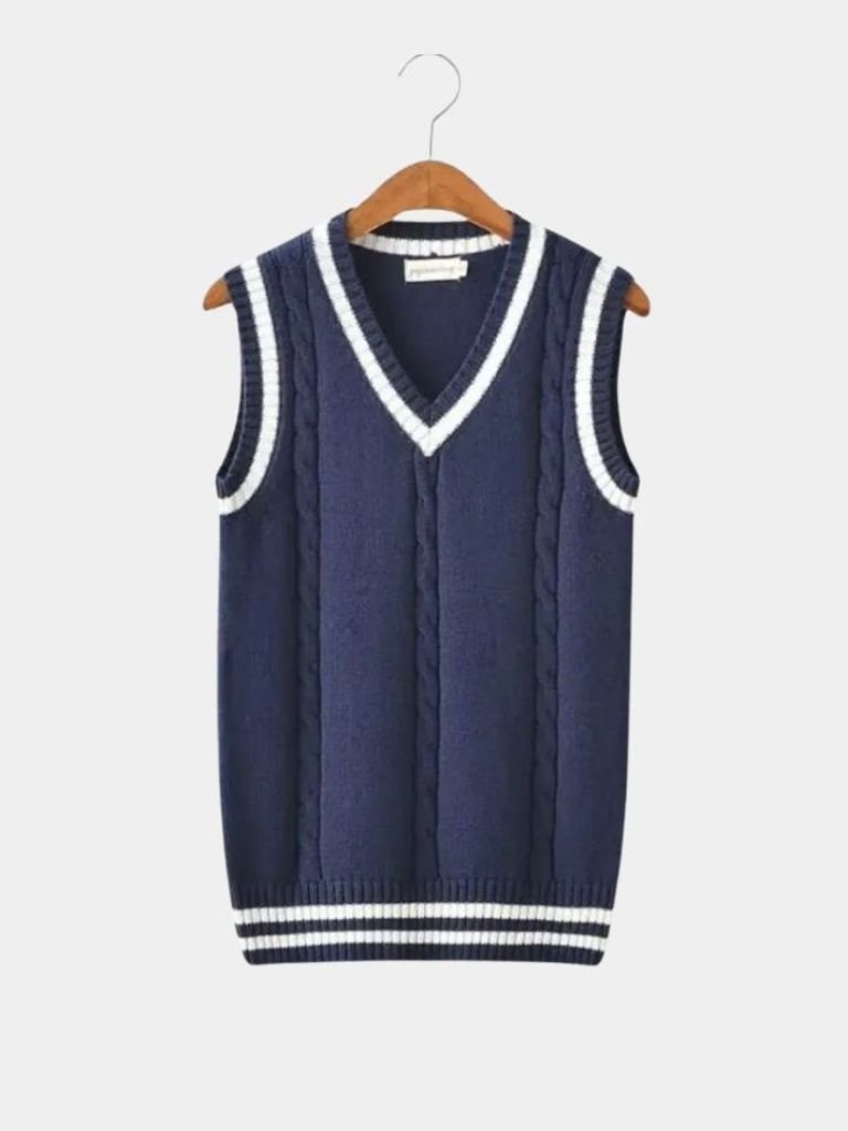 V Neck Elegant Knit Vest — North Row | Close-Up