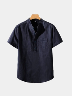 White Wellspring Linen T-Shirt — North Row | Collar Detail