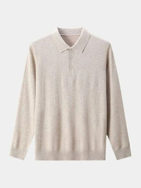 Wool Knit Button Up Polo Pullover — North Row | Detail View