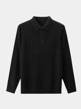 Wool Knit Button Up Polo Pullover — North Row | Close-Up