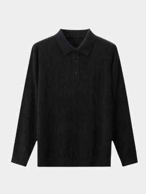 Wool Knit Button Up Polo Pullover — North Row | Close-Up