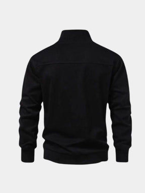 Zip Black Lapel Sports Sweatshirt — North Row | Texture Detail